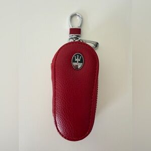 Red Leather Key Holder with Emblem